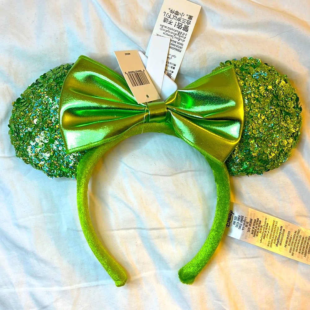 DISNEYLAND green sparkle headband ears